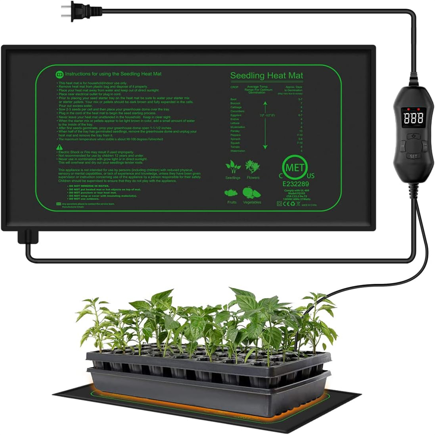Heat Mat Seedling - Mata grzewcza do sadzonek z cyfrowym